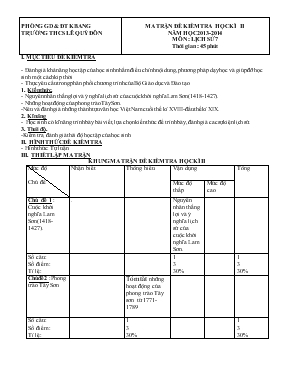 Đê kiêm tra học kì II năm học 2013-2014 môn lịch sử 7 thơi gian 45 phut
